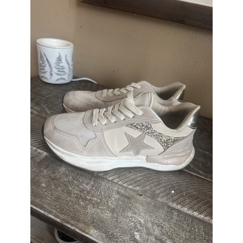 Vintage Havana Sneaker Women's Size 9 Nude Glitter Star Gold Cream Shoes
